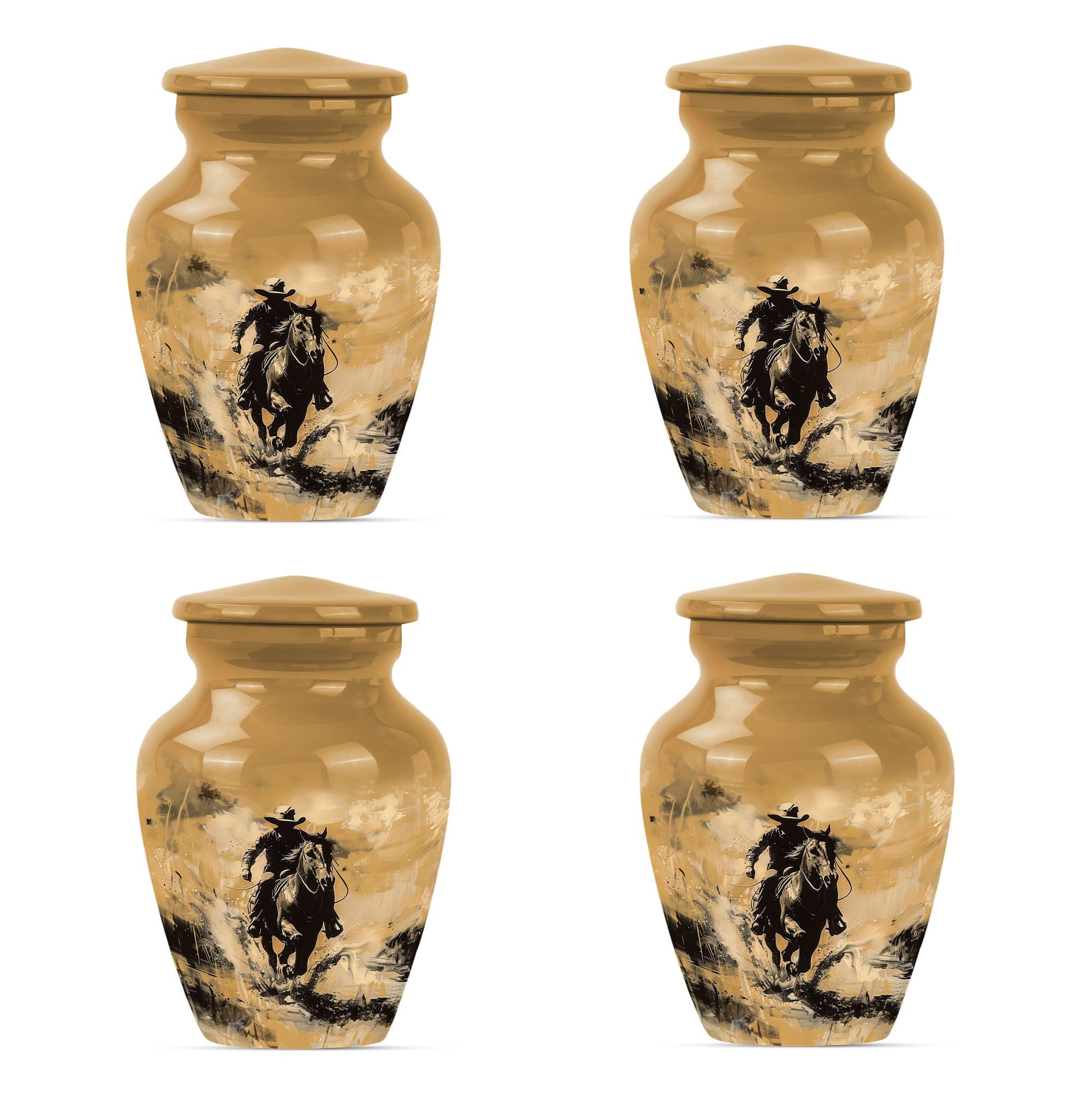 SUBSH Cowboy Urn - Small Urn - Adult Urns for Human Ashes Men - Ash Urns for Humans - Urn for Ashes for Women - Ashes Holder (3 inch Pack of 4)