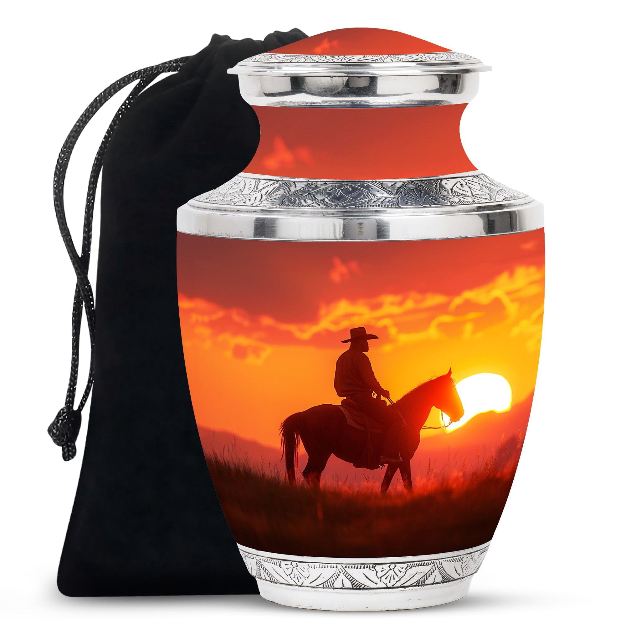 SUBSH Cowboy Urn - Urn for Ashes - Urns for Human Ashes Adult Female - Cremation Urns for Ashes - Urns for Cremation Ashes (10 inch Pack of 1)