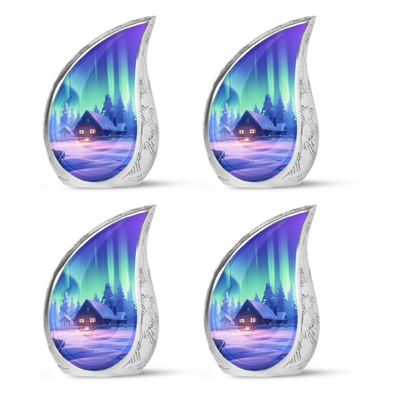 SUBSH A Cozy Cabin Under The Northern Lights - Cremation Urns For Burial - Urns For Human Ashes Husband - Cremation For Ashes - Pack Of 4 - Decorative Urns For Human Ashes - Urns For Men
