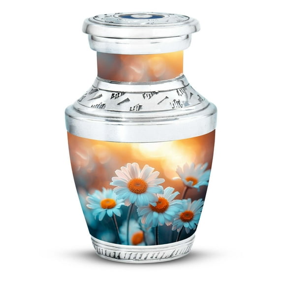 SUBSH Daisies Flower Urn - Memorial Keepsakes for Ashes - Small Urn for Human Ashes - Funeral Urns for Women - Funeral Urns for Adult Ashes - (Size - 3inch,1pcs)