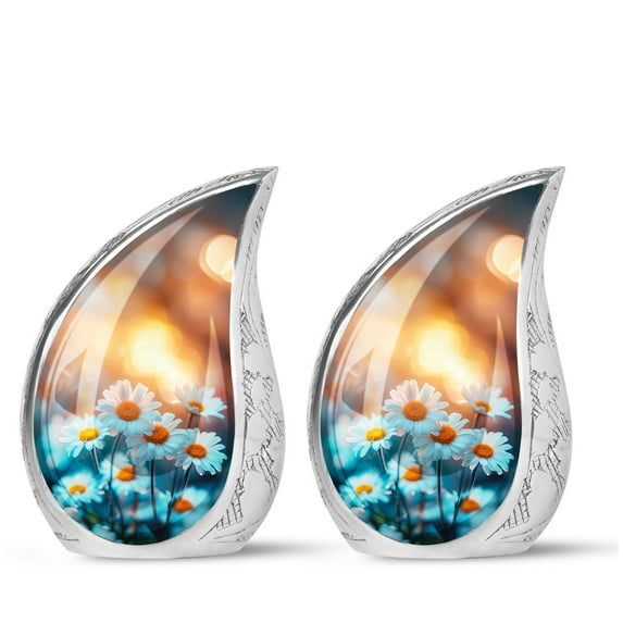 SUBSH Daisies In The Sunlight - Urns For Human Ashes Adult Male Dad - Urns For Human Ashes Adult Woman - Ashes Urns Human - Pack Of 2 - Urns Adult - Funeral Urns For Adult Ashes Women