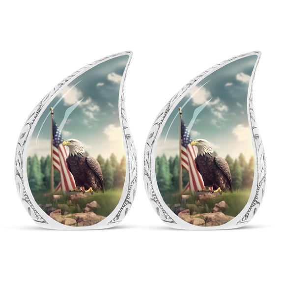 SUBSH Eagle Sitting On Hill Top - Urns For Men - Funeral Urns For Ashes - Funeral Urn - Pack Of 2 - Small Keepsake Urns - Cremation Urns For Human Ashes - Memorial Urns For Adult Male & Female