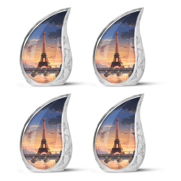 SUBSH Eiffel Tower River Boat View - Urns For Human Ashes Adult - Urns For Mom - Funeral Urns For Ashes - Pack Of 4 - Cremation Urn For Ashes - Keepsake Urns For Ashes Small