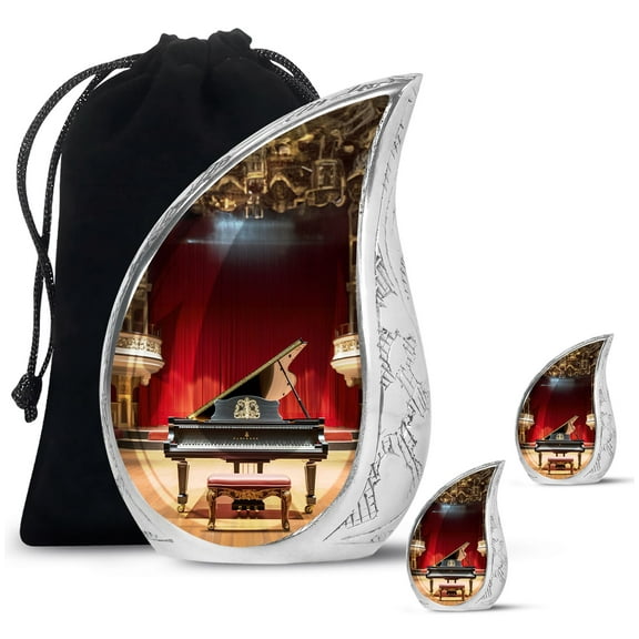 SUBSH Elegant Concert Grand Piano - Cremation Urns For Burial - Urn Small - Urns For Mom Ashes - Combo 1 Large & 2 Small - Burial Urns Urn For Ashes For Women - Human Urns For Ashes