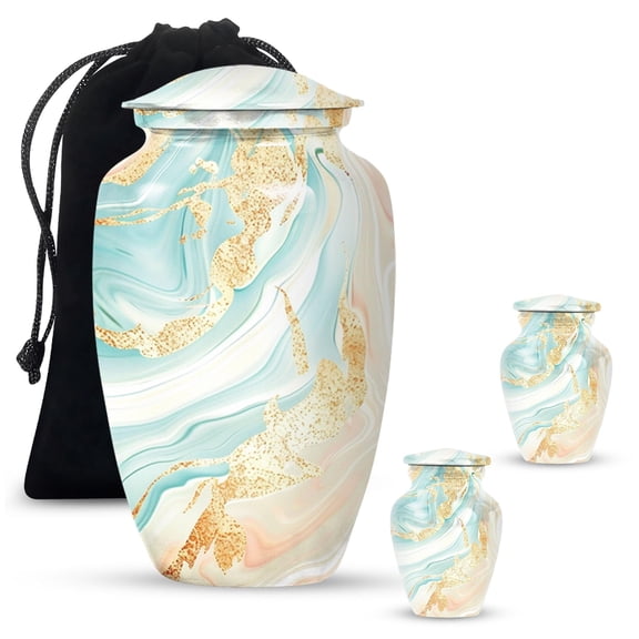 SUBSH Enchanted Forest Memorial Urn, Combo of 3 (10 Inch Urn & Keepsake Urn Set of 2), Multicolor Urns, Urn for Cat Ashes, Decorative Urn, Dog Urn, Funeral Urns, Large Urns