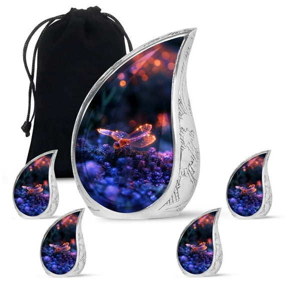 SUBSH Ethereal Glow Skimmer - Human Ash Urns - Urns For Human Ashes Adult Female Mom - Urns Adult - Combo 1 Large & 4 Small - Small Ashes Keepsake - Adult Urns - Cremation Keepsake Urns For Ashes