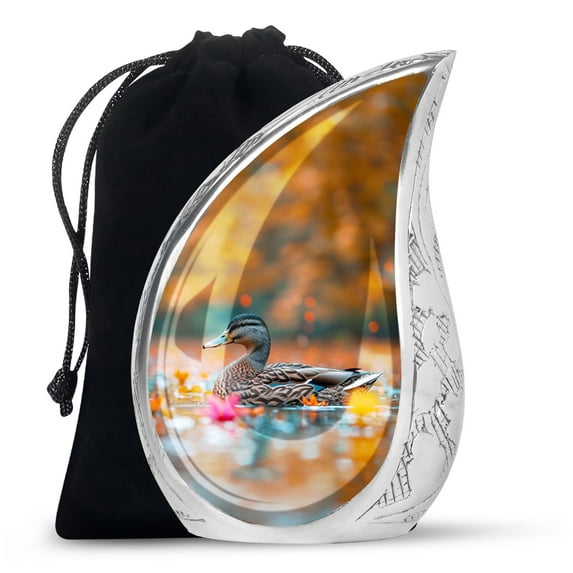 SUBSH Fall Reflections Duck - Funeral Urns For Adult Ashes Men - Urns For Burial - Urns For Men - 10 Inch - Urn For Cremation - Cremation Urn Human - Cremation Large For Ashes
