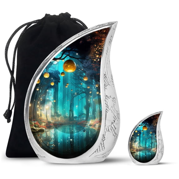 SUBSH Fantasy Forest With Bioluminescence - Cremation Urns For Women - Funeral Urns For Ashes Adult - Urns For Men - Combo 1 Large & 1 Small - Urn For Ashes Small - Urns For Ashes Adult Male