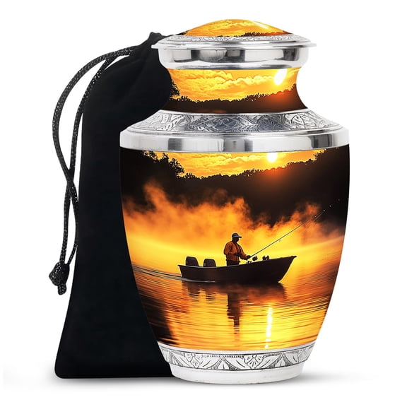 SUBSH Fishing Urns for Human Ashes - Large Urn - Threaded Closure - Urn for Ashes Adult Female - Cremation Urns for Women - Memorial Gifts - 10 inch