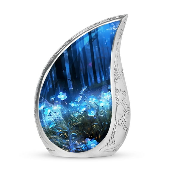 SUBSH Forget Me Not Blue Flowers - Funeral Urns For Adult Ashes Men - Urns For Men - Urns For Human Ashes For Mother - Pack Of 1 - Cremation Urns For Adults - Cremation Urns For Ashes For Men