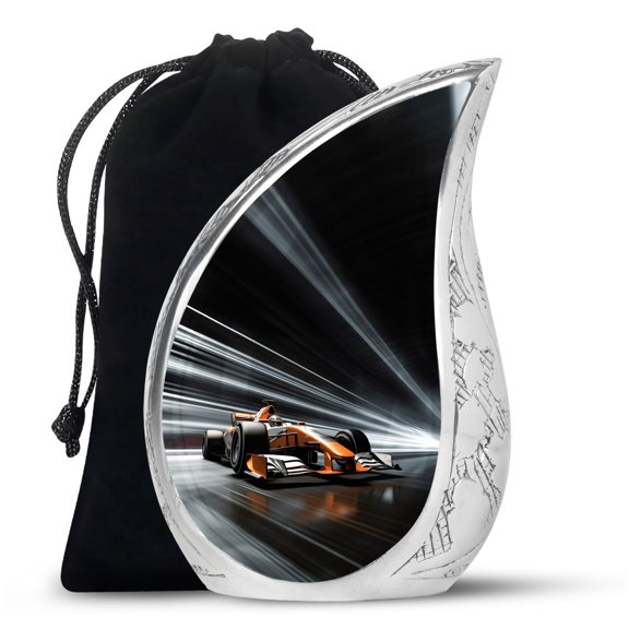 SUBSH Formula One Car Speeding On Track - Urns For Human Ashes Adult - Urn For Mom - Funeral Urns For Adult Ashes Men - 10 Inch - Funeral Urns For Adult Ashes Men - Urn For Adult Male