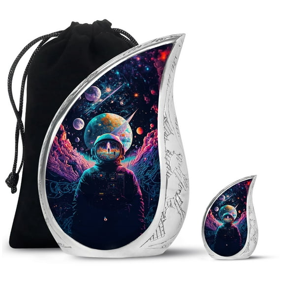 SUBSH Generative Space With Astronaut - Small Urns For Human Ashes - Urns For Ashes Adult Female Mom - Small Urns For Human Ashes Adult - Combo 1 Large & 1 Small - Urns For Human Ashes For Mother