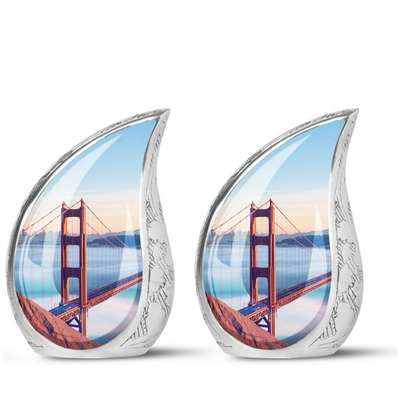 SUBSH Golden Gate Bridge Cloud - Small Urn For Ashes - Urns For Human Ashes Small - Urns For Dad - Pack Of 2 - Cremation Urns Adult - Funeral Urns For Adult Ashes Men