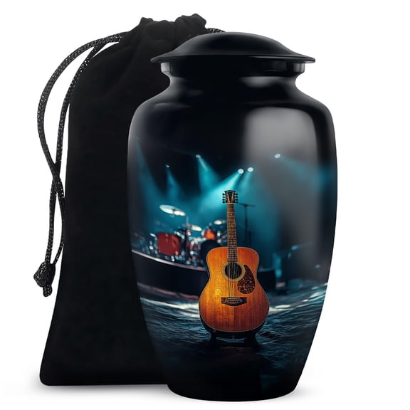 SUBSH Guitar Urns for Human Ashes - Funeral Urn - Hand Engraved - Decorative Urns - Mom & Dad Urn - Handcrafted Decorative Gifts for Burial - 10 inch