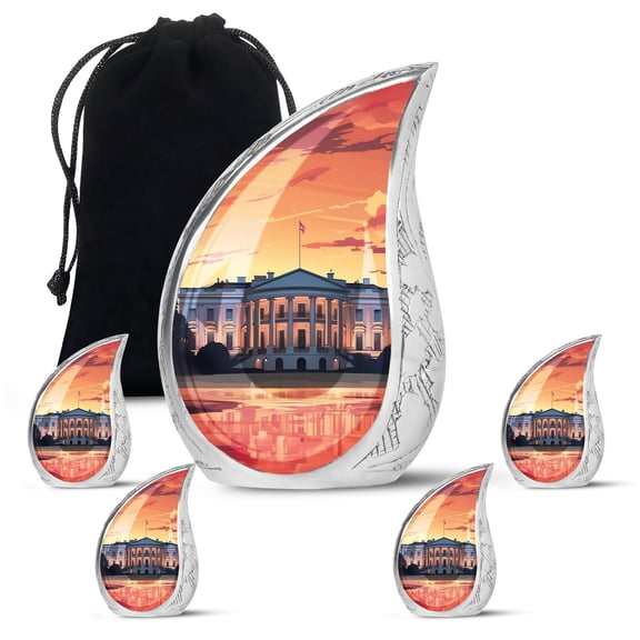 SUBSH Hand Painting Of The White House - Cremation Urn Human - Small Keepsake Urns - Urns For Adult Female - Combo 1 Large & 4 Small - Cremation Keepsakes For Ashes