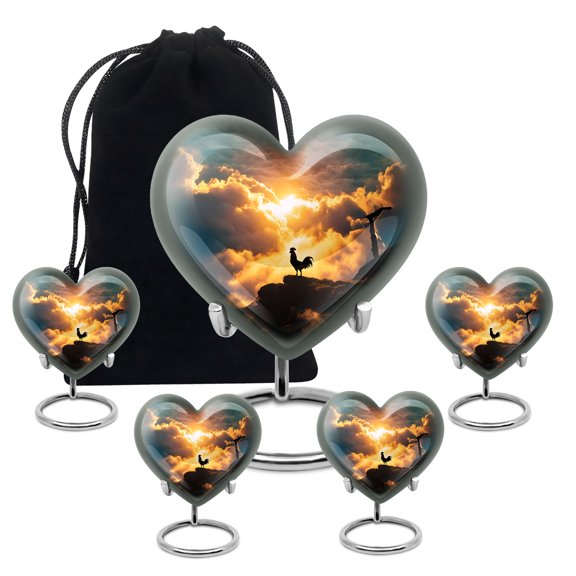 SUBSH Hen Funeral Urns For Cremation - Small Urn - Sunset Urns For Human Ashes Adult Man - Unique Ash Holder - Large Urn For Ashes For Women - Combo-5- 8 Inch Large & 3 Inch