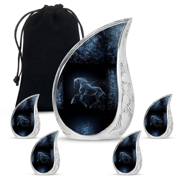 SUBSH Horse Cremation Urn Human Ashes - Urn For Ashes For Women Small - Urn Keepsake - Combo 1 Large & 4 Small - Small Keepsake Urns - Urns For Ashes - Urn For Ashes