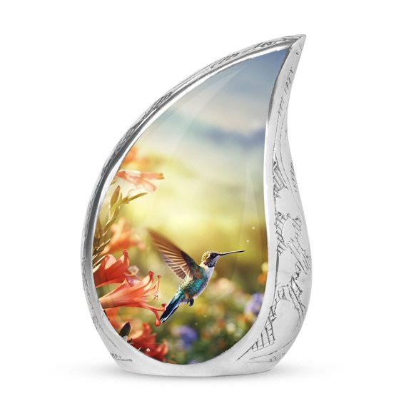 SUBSH Humming Bird Flying Near Lilly Flower - Cremation Urns For Burial - Cremation Urns For Human Ashes - Urn For Dad - Pack Of 1 - Urns For Infant Ashes - Urns For Human Ashes Adult Man