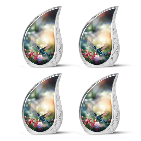 SUBSH Humming Bird Flying Near Lilly Flower - Cremation Urns - Memorial Urns - Urn For Son - Pack Of 4 - Urn Human Ashes Small - Urns For Ashes Adult Male - Memorial Keepsakes Urn For Ashes