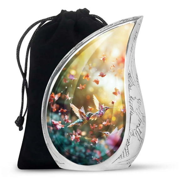 SUBSH Humming Birds Flying Together - Cremation Urns For Adult Ashes Women - Human Urns For Ashes Adult Large - Urn For Mom Ashes - 10 Inch - Large For Ashes - Memorial Urn Human Ash