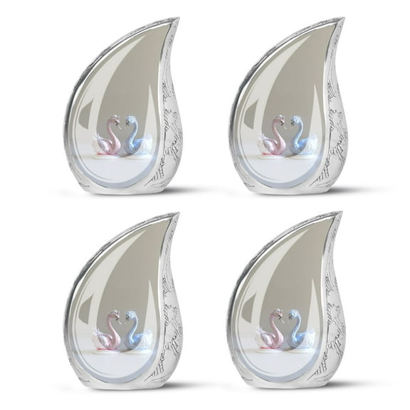 SUBSH Iridescent Swan Duo - Burial Urn - Funeral Urns - Urn For Mom Ashes - Pack Of 4 - Urns For Adult Male - Cremation Urns For Women - Cremation Urns For Men - Unique Urns For Ashes