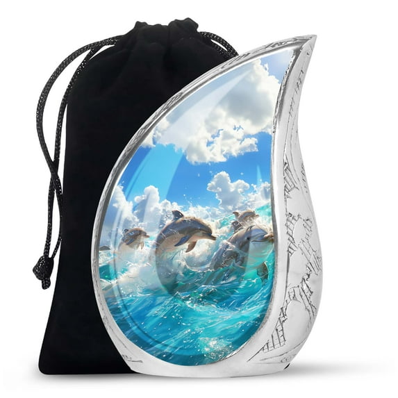 SUBSH Joyful Dolphin Pod - Urn For Ashes Adult - Urns For Mom - Cremation Urns For Human Ashes - 10 Inch - Urn For Ashes Large - Urn For Ashes - Cremation Urn For Ashes