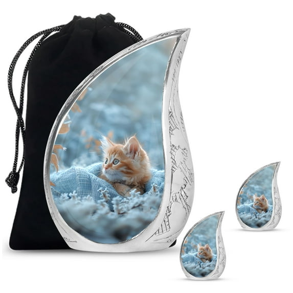 SUBSH A Kitten Enchantment - Adult Urns For Human Ashes - Urns For Ashes Keepsake - Urn For Human Ashes Medium Size - Combo 1 Large & 2 Small - Mini Urn For Ashes - Cremation Urn For Adults