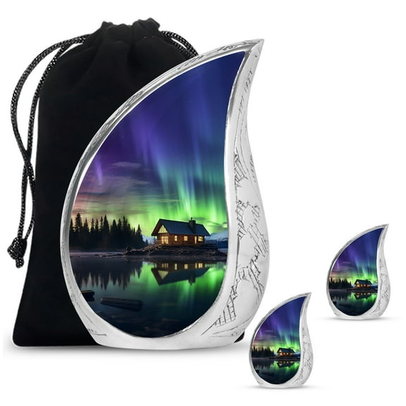 SUBSH Lakeside Aurora Nature Nightlight - Cremation Urns For Human Ashes - Urn For Mom Ashes - Urns For Ashes Adult Female Mom - Combo 1 Large & 2 Small - Small Keepsake Cremation Urns