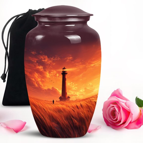 SUBSH Lighthouse Cremation Urn - Urns for Human Ashes Adult Man - Decorative Memorial - Funeral Urns - Decorative Urn - Durable Metal (10 inch)