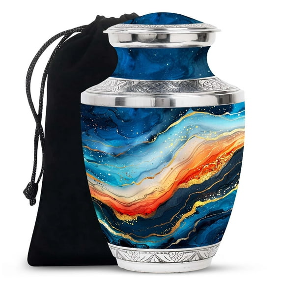 SUBSH Marble Design Metal Urn - Marble Urn for Ashes Adult Male - Cremation Urn Human Ashes - Cremation Urns for Men - Large Urns for Human Ashes Adult - Ash Urns for Humans (10 inch)