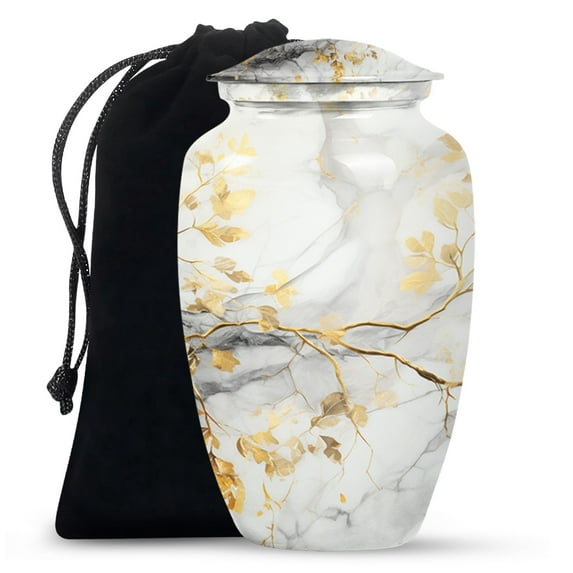 SUBSH Marble Design Metal Urn - Cremation Urns for Women - Urn for Ashes for Women - Urns for Human Ashes Adult Female - Large Cremation Urns - Creamated Ash Urns (10 inch)