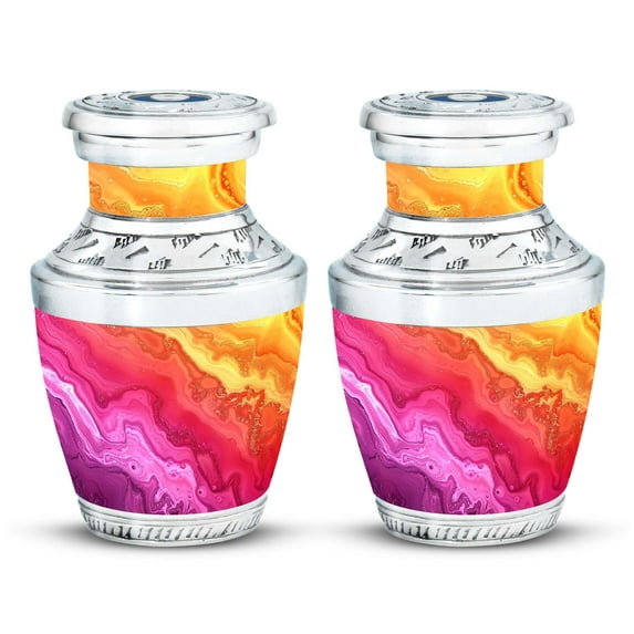 SUBSH Marble Design Metal Urn - Marble Urn - Urns for Human Ashes Adult Female - Urns for Burial - Cremation Urns - Keepsake for Ashes (3inch, 2pcs)