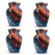 SUBSH Marble Design Metal Urn - Small Urns for Ashes - Medium Urns for Human Ashes - Funeral Decorations - Urns for Human Ashes Adult Man - Small Cremation Urns for Ashes 3inch, 4pcs