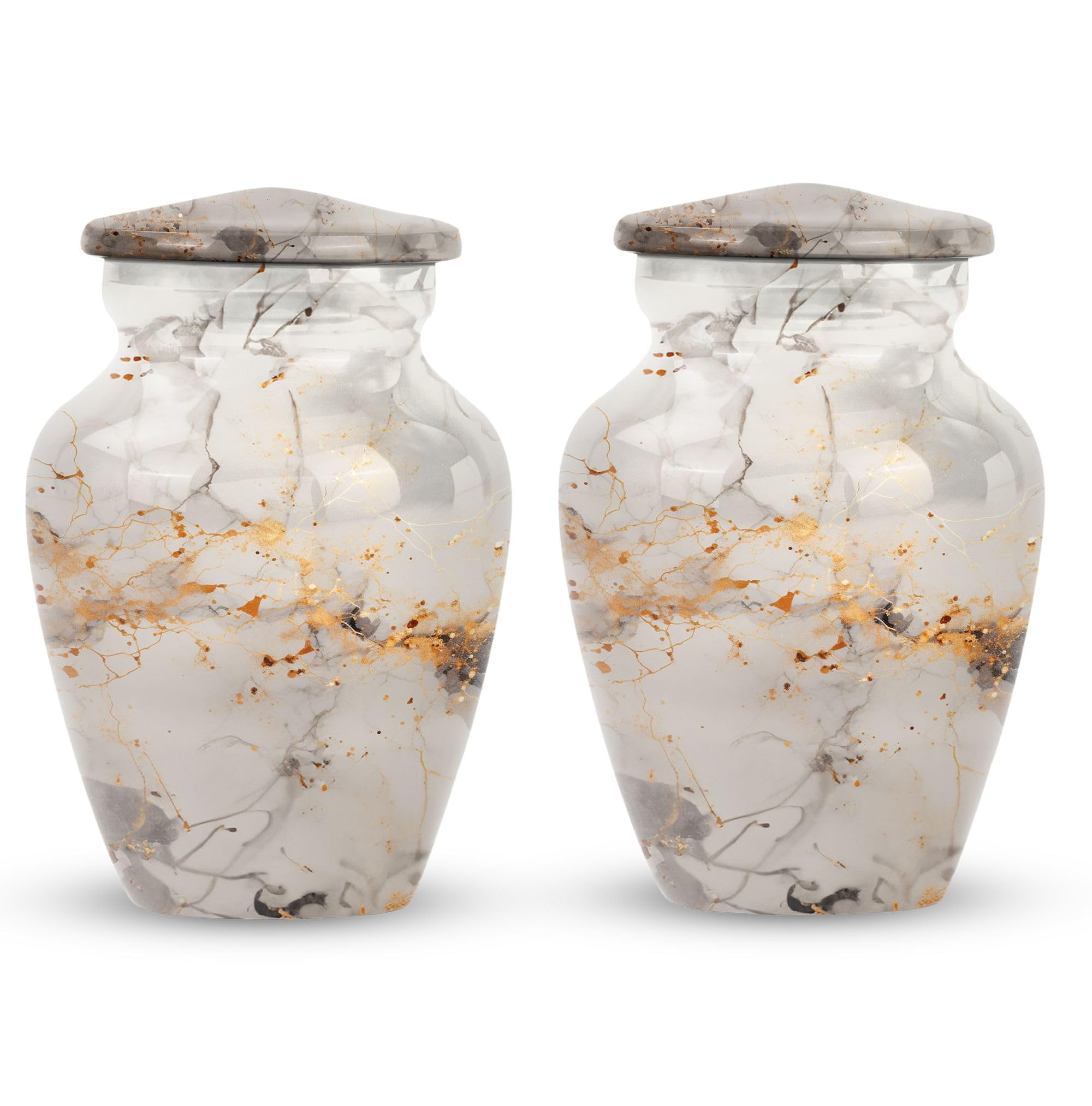 SUBSH Marble Design Metal Urn - Small Urns for Human Ashes Keepsake - Urns for Human Ashes - Cremation Urn Human Ashes - Urns for Human Ashes - Urn for Human Ashes Keepsake (3inch, 2pcs)