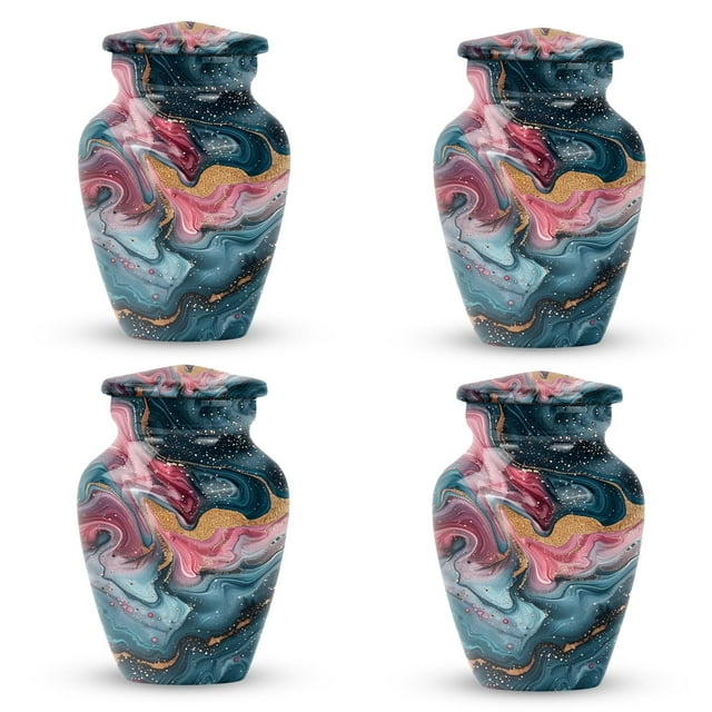 SUBSH Mini Urns Marble Design Metal Urn - Funeral Decorations - Urn for Ashes Adult Male - Cremation Urns - Keepsake Urns for Ashes - Mini Keepsake Urns (3inch, 4pcs)