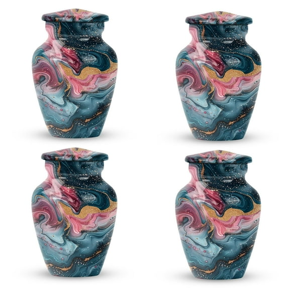 SUBSH Mini Urns Marble Design Metal Urn - Funeral Decorations - Urn for Ashes Adult Male - Cremation Urns - Keepsake Urns for Ashes - Mini Keepsake Urns (3inch, 4pcs)