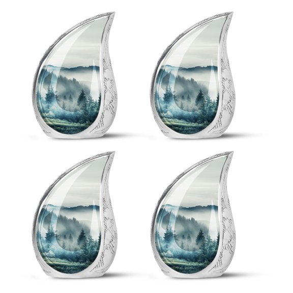 SUBSH Misty Mountain Forest Landscape - Adult Urn - Urns Men - Urn For Ashes Small - Pack Of 4 - Cremation Urns Human - Cremation Urns For Burial - Human Remains Urn