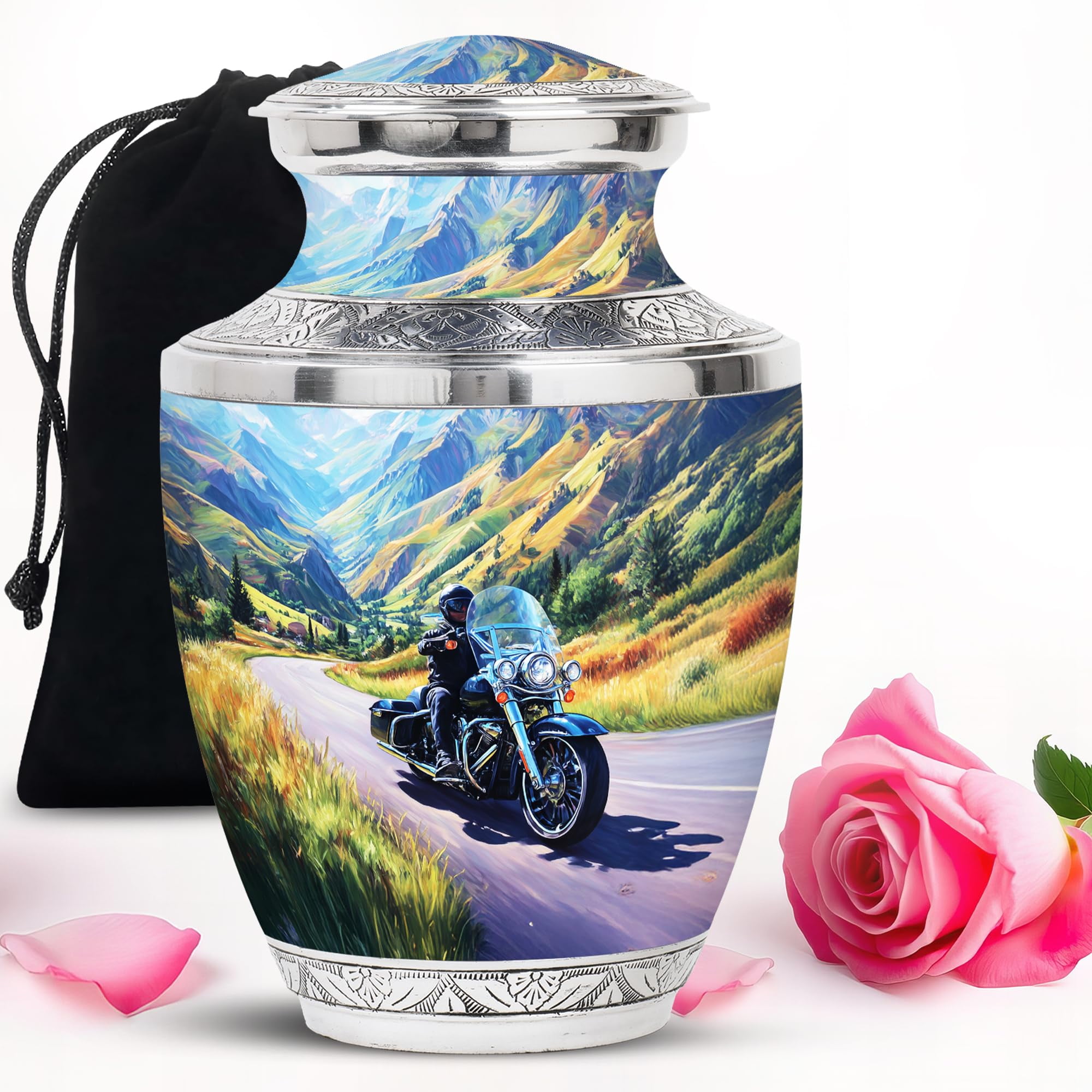 SUBSH Motorcycle Urn - Miniature Urns for Human Ashes - Secure Lid - Urn for Ashes for Men - Ash Urns - Decorative Memorial (10 inch)