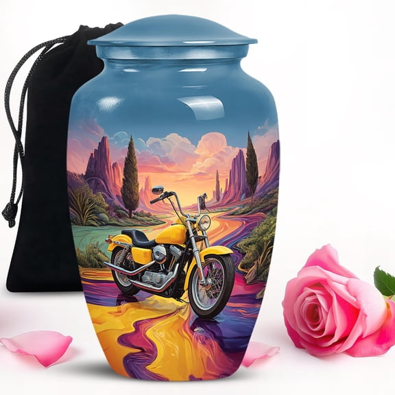 SUBSH Motorcycle Urn - Unique Urns - Secure Threaded Lid - Urn Keepsakes for Ashes for Men & Women - Memorial Gifts - Funeral Memorial Urns (10 inch)