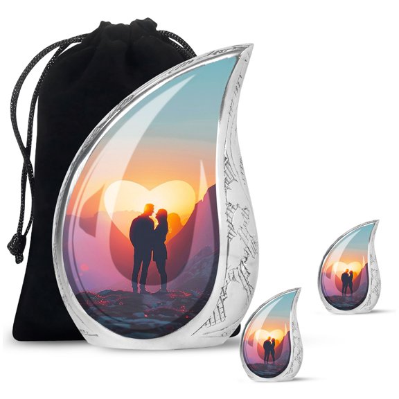 SUBSH Mountain Silhouette Love - Urns For Human Ashes Adult - Urns For Human Ashes Large Adult - Mens Urns For Human Ashes - Combo 1 Large & 2 Small - Adult Size Urn