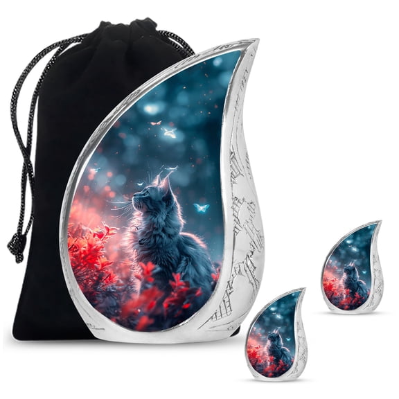 SUBSH Mystical Whiskers - Cremation Urn Human Ashes - Urn For Ashes Adult - Urns For Human Ashes Adult Woman - Combo 1 Large & 2 Small - Burial Urns Urn For Ashes For Women