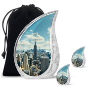 SUBSH New York City Skyline - Adult Urns - Cremation For Ashes - Urns For Human Ashes Adult For Burial - Combo 1 Large & 2 Small - Urns For Human Ashes Large Adult - Urns For Human Ashes