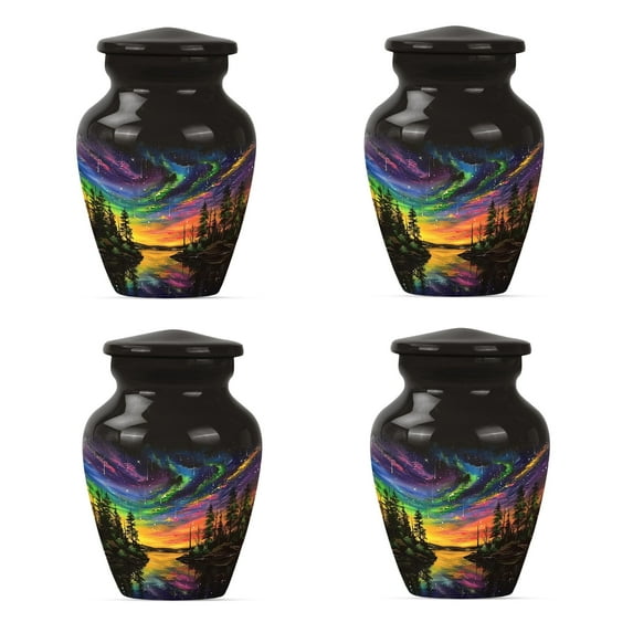 SUBSH Northern Lights Cremation Urn - Cremation Keepsake - Cremation Urns for Ashes - Funeral Urns for Ashes - Cremation Urns for Human Ashes Adult Female - Ashes Urn (3 INCH Pack of 4)