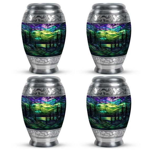SUBSH Northern Lights Cremation Urns - Cremains Keepsake - Urns for Ashes Adult Female Mother - Cremation Companion Urns - Burial Urns for Adult Human Ashes (3 INCH Pack of 4)