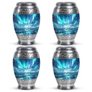SUBSH Northern Lights Cremation Urns - Small Ashes Container - Cremation Companion Urns - Urns for Human Ashes Adult Female Mom - Companion Urn - Cremation Urn for Ashes 3 INCH Pack of 4