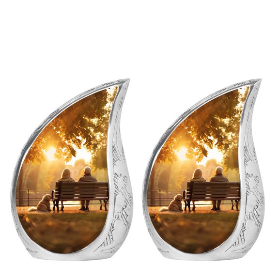 SUBSH Old Couple Sitting On A Bench Cremation Memorial - Adult Urns For Women - Urns For Mom Ashes - Pack Of 2 - Small Keepsake Urn For Ashes - Cremation Urn Human Ashes