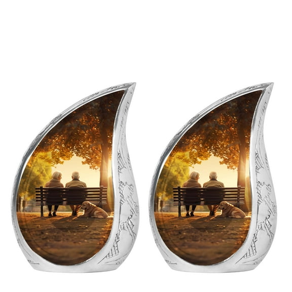 SUBSH Old Couple Sitting On A Bench Cremation Urns For Ashes - Cremations Urns - Urns For Human Ashes Husband - Pack Of 2 - Human Ashes Keepsake - Small Urns For Human Ashes Adult