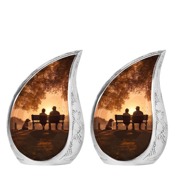 SUBSH Old Couple Sitting On A Bench Human Ash Urn - Urn For Adult Female - Keepsake Cremation Urn For Human Ashes - Pack Of 2 - Urn For Ashes Adult Female - Small Urn For Human Ashes Adult