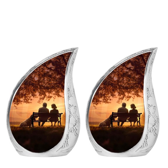 SUBSH Old Couple Sitting On A Bench Ash Urns For Humans - Urn For Ashes For Women Small - Urns Human Ashes Adult - Pack Of 2 - Urns For Human Ashes Husband - Cremation Urn Human Ashes