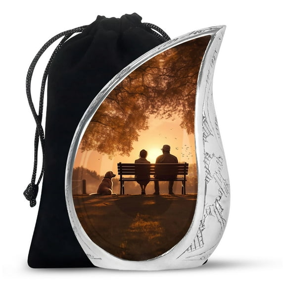 SUBSH Old Couple Sitting On A Bench Urns For Human Ashes Adult - Urn For Mom Ashes - Urns Men - 10 Inch - Urns For Ashes Adult Male Large - Cremation Urns For Women